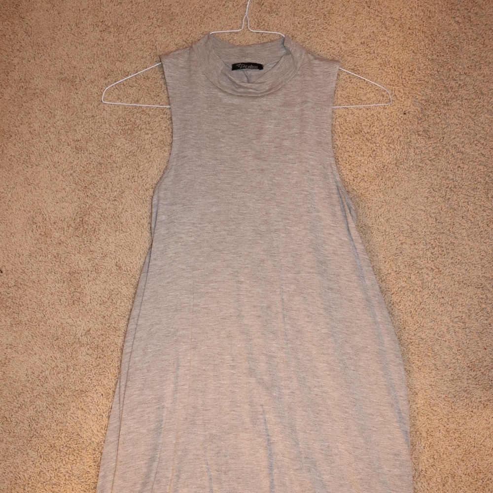 Grey Mock Neck Sleeveless T-Shirt / Shift Dress